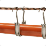 Steel cable rings and saddles for single cable suspension
